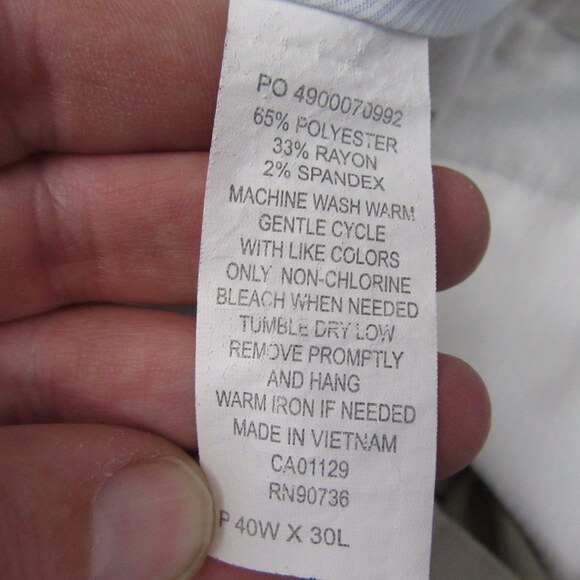 Polo Ralph Lauren Mens Dress Pants 40 X 30 Beige Stretch Polyester Flat - Picture 7 of 9